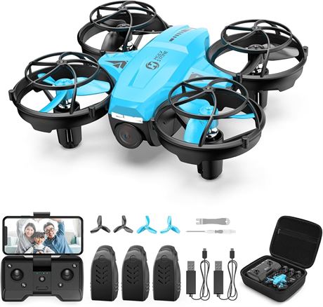 Holy Stone HS420 Mini Drone Under 249g with FPV Camera, 3 Batteries, Blue