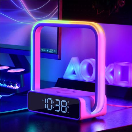 GUIDEA RGB Lamp Clock w/ Wireless Charger