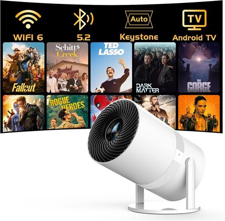 Mini projecteur 1080p courte focale, WiFi6 Bluetooth, auto-keystone 270°