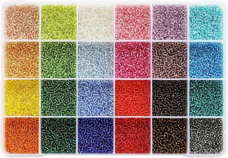 Silver Lined Glass Seed Beads 2mm 24000pcs 12/0 Jewelry Making Kit + Tools
