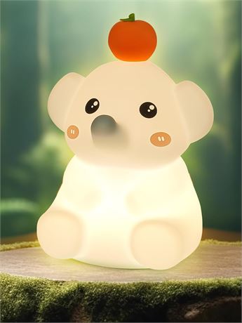 Amaredom Elephant Night Light, Rechargeable LED Nursery Lamp with Timer, Blue