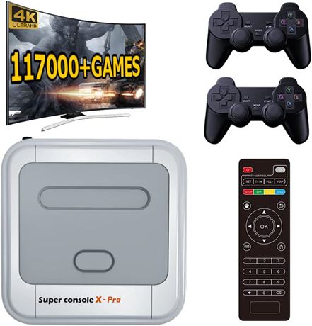 Kinhank Retro Game Console 256GB, X PRO Builtin 117k+ Games 2 Gamepads 5 Players