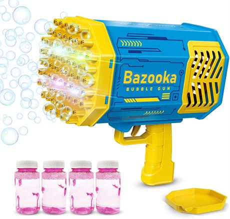 Big Rocket Boom Bubble Blower, 69 Holes Bubbles, Colorful Lights