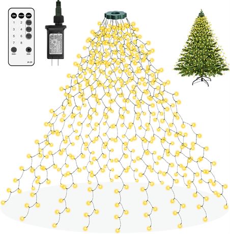 Christmas Tree Lights, 400 LED Ring String Lights, 6.6ft x16 Lines, Warm White