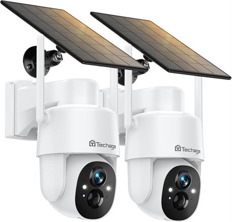 2K Outdoor Wireless Security Cameras, 2-Pack, WiFi, 360  Pan & Tilt, IP66