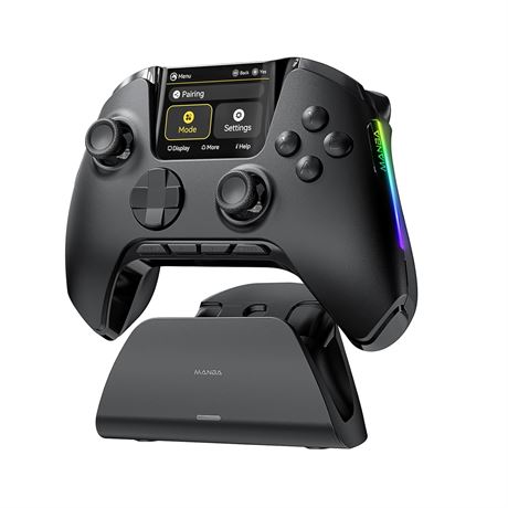 ManbaOne Wireless Controller for PC, Hall Effect Sticks, RGB, 1800mAh Dock