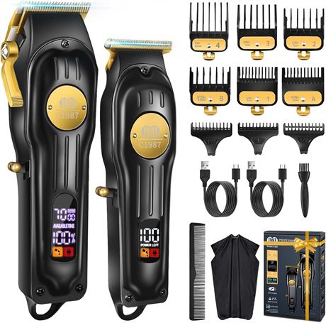 CIICII Mens Hair Clippers & Trimmers Set, Cordless Barber Clippers Kit