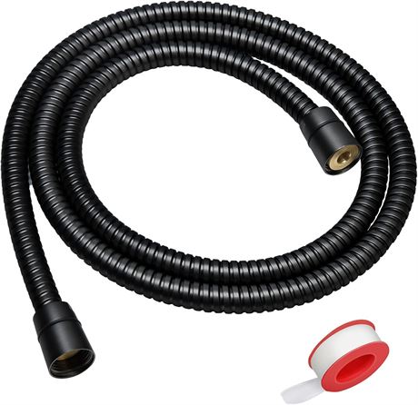 Blissland Shower Hose Extra Long 59 in Handheld, Brass Insert and Nut, Black