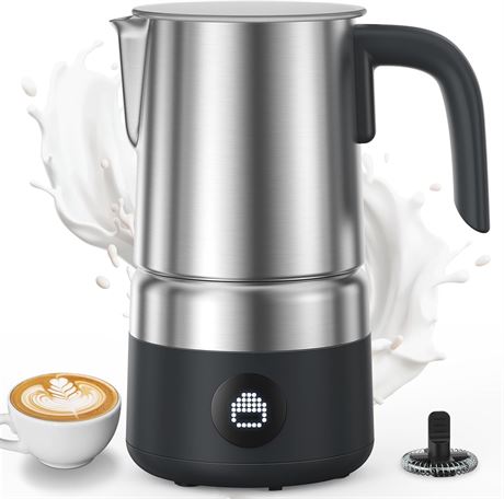 AMZCHEF 8-in-1 Milk Frother 17oz, Stainless Coffee Steamer, Dishwasher Safe