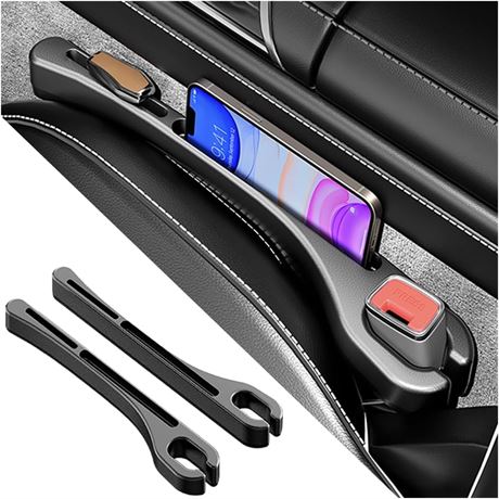 2PCS Car Seat Gap Filler with Phone Holder – Black