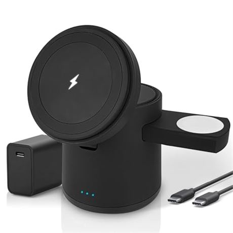 PowerPod 3-in-1 Wireless Charger for iPhone 16 Pro Max/15/14   15W MagSafe