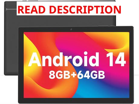 Tablette Android 14 10.1" 8Go+64Go Écran HD Noir