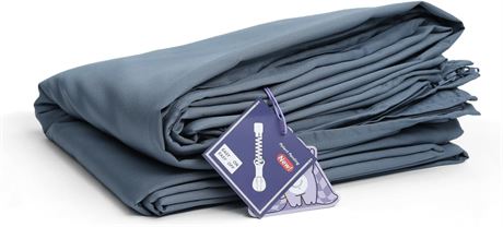 YnM Cooling 3-Side Zipper Duvet Cover for Weighted Blankets 48x72 Blue Grey