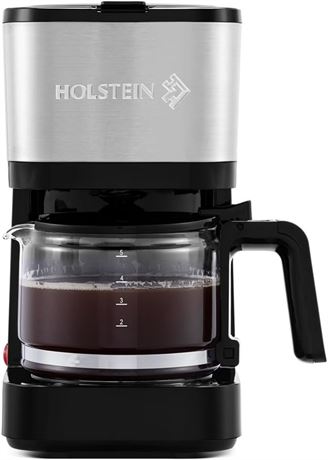 Cafetière Holstein 5 Tasses Acier Inox Filtre Réutilisable Noire