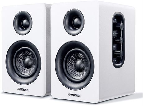 Sanyun SW208 60W Bluetooth Bookshelf Speakers, 3" Carbon Fiber Pair White