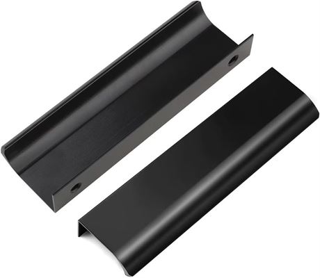 6 Pack Black Finger Pulls, 4-Inch Kitchen Cabinet Handles, Edge/Concealed