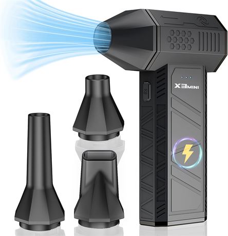 Compressed Air Duster, 180000RPM Electric Cordless Blower with 3-Gear Turbo Fan