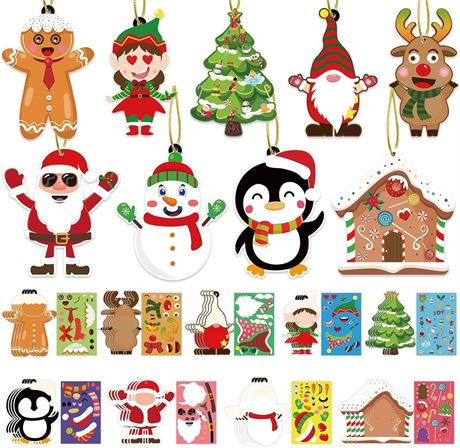 VABAMNA Christmas Ornament Kit - Make Your Own Ornaments with Stickers, 36 Pack