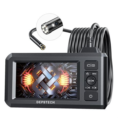 DEPSTECH Dual Lens 1080P Borescope with 7.9mm IP67, 4.3" LCD, 16.5ft