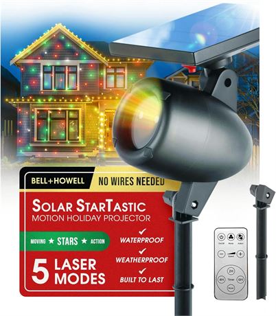 Startastic Projecteur solaire de No l sans fil, t l commande,  tanche