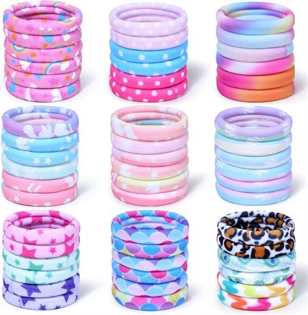 54Pcs Hair Ties, Nylon Elastics, Multi-colored