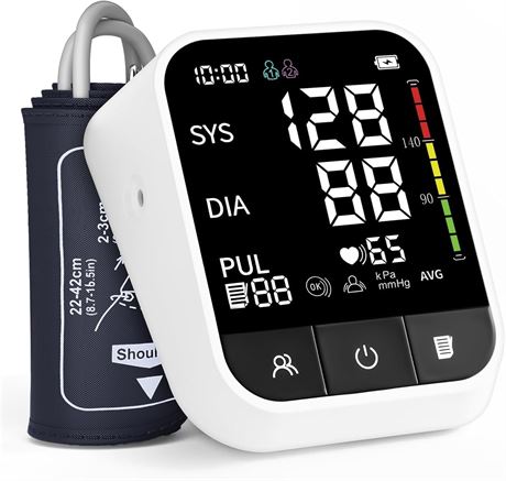 Blood Pressure Monitor Upper Arm, 2x120 Readings, Adjustable, 9-17 Display
