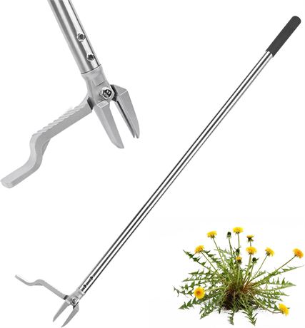 Stand Up Weed Puller with 3-Claw Head, 44" Handle - Heavy Duty Remover