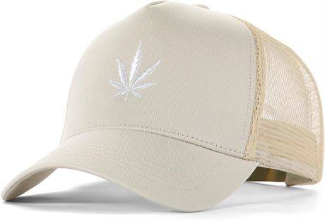 Deer King Trucker Hat Marijuana Leaf Embroidered Mesh Snapback Cap Unisex