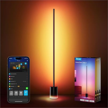 Govee Floor Lamp 2 RGBIC with Matter Alexa Sync Smart LED Corner Lamp Black