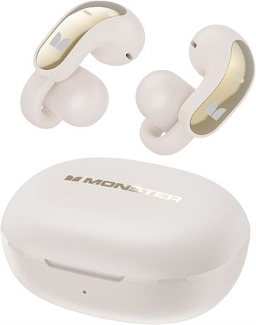 Monster Open Ear Wireless Headphones, Bluetooth 6.0, IPX5, 30H White