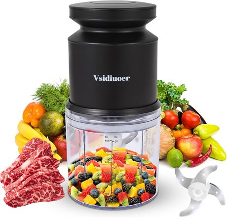 Mini robot culinaire 600ml, 400W, 4 lames, viande, légumes, noix
