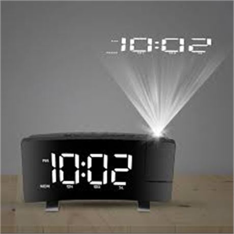 TeqHome Réveil Numérique Projection Plafond Radio USB Double Alarme Chambre