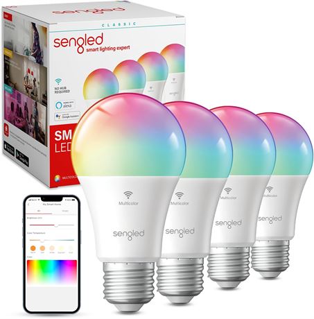 Sengled WiFi Smart RGB Light Bulbs A19 Alexa Google Set of 4