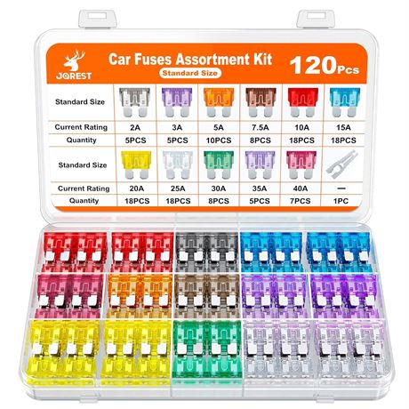 Kit Fusibles Auto JOREST 120pcs 2A-40A avec Extracteur de Fusibles