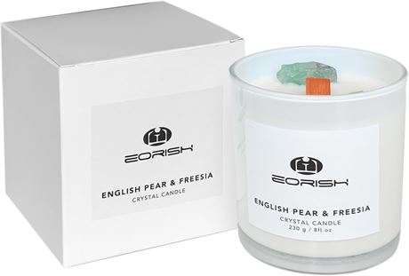 Bougie parfumée aux cristaux poire freesia cadeau bien-être