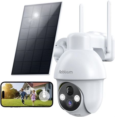 Caméra Sécurité Extérieure Solaire 2K PTZ 360° Vision Nocturne