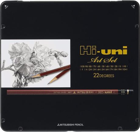 Uni Hi Wooden Pencil Set - 10B to 10H - 22 Pcs