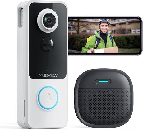 Mubview Wireless Doorbell Camera with Chime, 2-Way Talk, Night Vision, WiFi