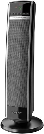 Lasko 1500W Digital Tower Ceramic Space Heater with Remote, Black, 30-in