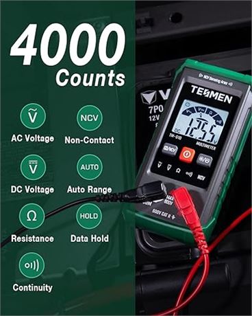 TM-510 Digital Multimeter, 4000 Counts, Smart Measurement, Auto-Ranging Voltmete