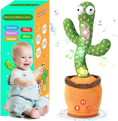 SANJOIN Talking Cactus Toy, 6-18M, Dancing & Singing, 120, Adjustable Volume