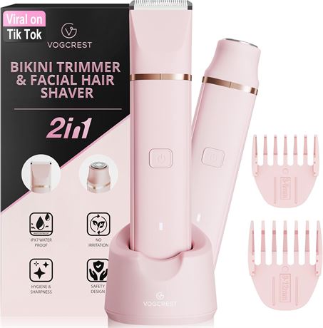 VG VOGCREST Tondeuse bikini femme 2 en 1 sans douleur, rasoir  lectrique