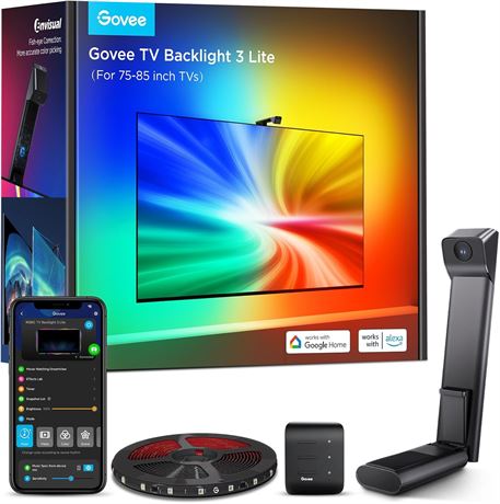 Govee TV Backlight 3 Lite, Fish-Eye Correction, RGBICW, Wi-Fi, App/Voice
