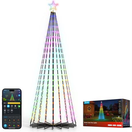 Govee Christmas Cone Tree Lights 7.5ft, 370 LEDs RGBIC with App Control IP67