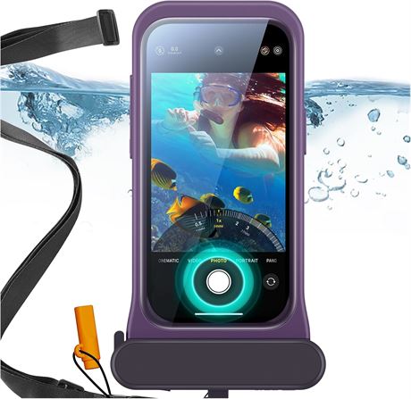 ESR IPX8 Floating Waterproof Phone Pouch for iPhone with Lanyard Purple