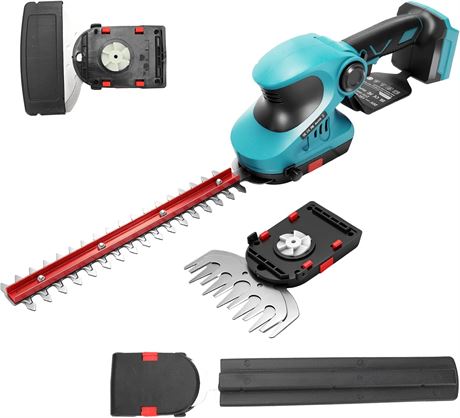 2-in-1 Cordless Hedge Trimmer & Grass Shear, 12" Trimmer, 3.9" Shear