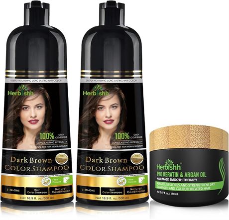Herbishh Color Shampoo & Argan Mask Set, 500ml
