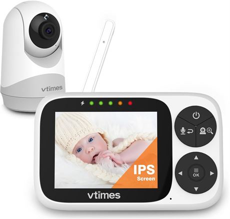 Video Baby Monitor 3.2" Screen, No WiFi, Night Vision, 2-Way Audio, 1000ft