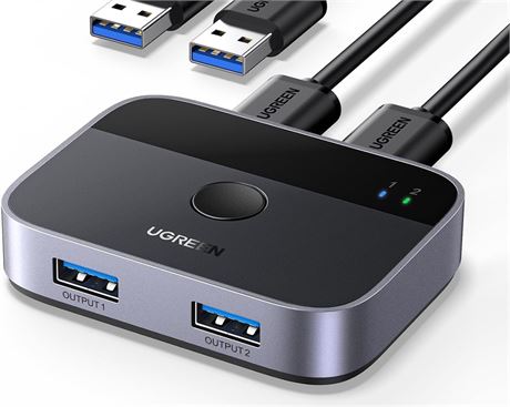 UGREEN USB 3.0 Switch for 2 Computers, Share Keyboard, Mouse, Webcam
