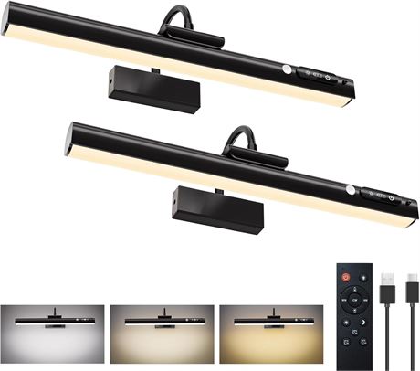 15.7' Motion Sensor Picture Lights, 9000mAh Rechargeable Battery, Black